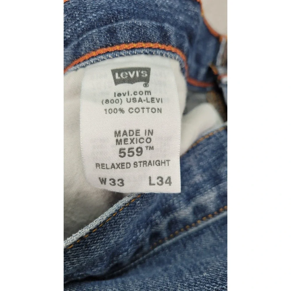 Levis 559 Relaxed Straight Jeans Mens 33x34 Medium Wash Blue 100% Cotton Denim